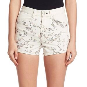 NWT RAG & BONE Ellie Micro Floral Off White Denim Shorts Size 26 $185 Retail